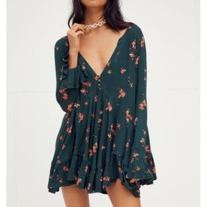 Free People Olivia Printed Tunic in Emerald Combo
